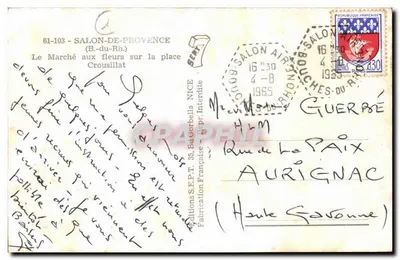 Salon-de-Provence — Mercado de flores na praça Crousillat — Fabrications S.F.P.T. 61-103 — Verso