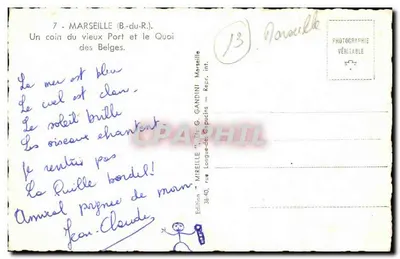 Marselha — Velho Portos e Calado dos Belgas — Edição Mireille — Verso