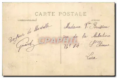 Marselha - A Rue de Ncailles — vista de rua animada com trem e comércios — editor 1810 — Verso