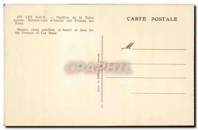 Les Baux — Pałac Królowej Jeannej — wydawca J. GEORGE ARLES — Rewers