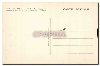 Les Baux — Parte das ruínas do Castelo feudal e a Torre Sarrasine, século X — Verso
