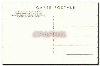 Escola Nacional de Artes e Ofícios — Aix-en-Provence — Editor Rivault, Marselha — Verso