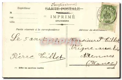 Tração conduzida por um Trappista — Edição A. Bourland, Bouillon — n° 11632 — Verso