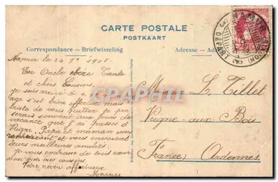 St-Servais — Część Asty-Moulin i Kaszarnia 13. pułku linii — Wyd. E. Gouverneur-Jacquenmet — Rewers