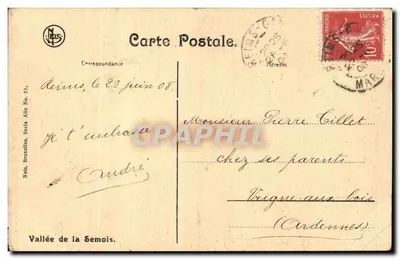Mouzaive & Alle — A Semois entre os dois vilarejos — Nels, Bruxelas, Série No. 21 — Verso