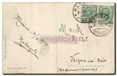 Messina — Details der Schäden nach dem Erdbeben von 1908 — Foto. Cay. Grifa - Catania, Nr. 19 — Rückseite