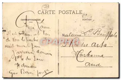 Bordeaux — Hotel Centralny Poczty i Telegrafów — Rue du Palais-Gallien — M. D. — Rewers