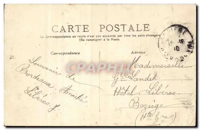 Bordeaux - Stacja Orléans — widok budynku z ludźmi i koniem — wydawca nieznany, nr 18 — Rewers
