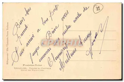 Toulouse - Façade del Capitolo — Héliogravure "Elife" n°2 — Verso
