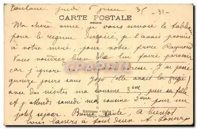 Toulouse — Las orillas de la Garonne. En el fondo el Dómino del Hospicio San José de la Grave — Saby, n°139 — Reverso