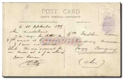 Żołnierz w mundurze — pozycja na zewnątrz — datowana 10 września 1915 — Rewers