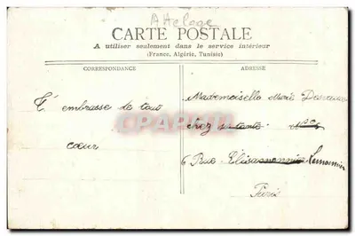 Carroça puxada por uma vaca — Paris — editada por Staerckm, Paris — Verso