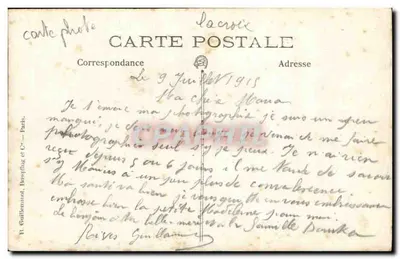 Dois soldados — em uniforme — fotografia em carta postal — Verso