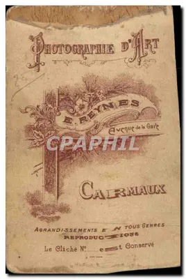 CARTE PHOTO Homem Avenida da estação Carmaux (folklore vestuário) — Verso
