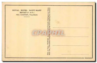 Royal Hotel Saint-Mart — Royat (P.-de-D.) — Fot. i Druk. Patras — Rewers