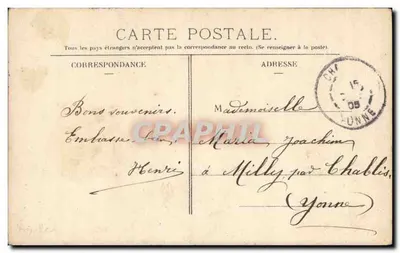 Casal amoroso — decoração floral — cartão postal — Verso
