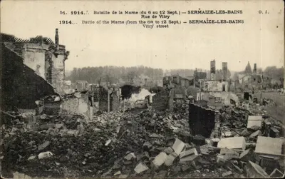 Destruições em Sermaize-les-Bains — Rue de Vitry — Batalha da Marne (6-12 set. 1914) — O.J. n°51