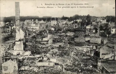 Sermaize (Marne) — Batalha da Marne 6 ao 12 de Setembro de 1914 — Vista geral após o bombardeio — A. Humbert, fot. edit., St-Dizier
