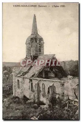 Vaire-sous-Corbie (Somme) — A Igreja (1918) — Editor Lutier, Art. Courbe