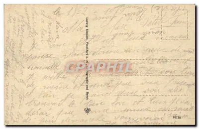 Kiedrich i. Rheingau — widok na zamek Scharfenstein — Ludwig Klement, Frankfurter Photographic und Druck — Rewers