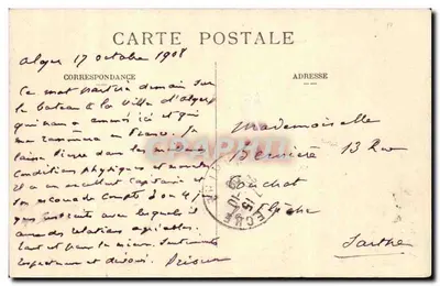 ALGER, widok z Mustapha-Supérieur — lotniczy widok miasta i portu — wydawca nieznany — Rewers