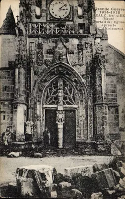 Beaumont-lès-Aire — Portal kościoła po bombardowaniach — Wielka Wojna 1914-1918