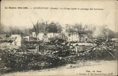 Anzécourt (Meuse) — El pueblo después del paso de los bárbaros — J. Courcier, 8 Rue Simon-le-Franc, París