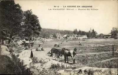 La Harazée (Marne) — Ruinas del Pueblo — Martin et Guillot, Editor N°11