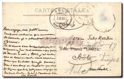 Troyes - Rue Champeaux — vista da rua com edifícios com colmios e pedestres — editor não identificado, n° 72 — Verso