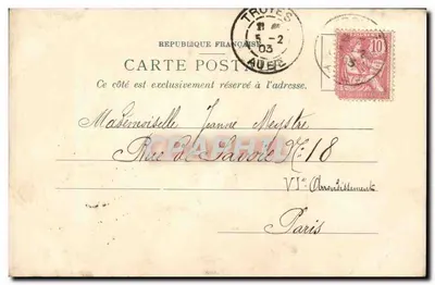 Cheminée de l'Hôtel de Vauluisant — Proyès, J.S.T. No. 81 — Verso