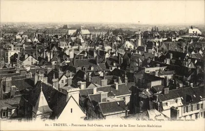 Troyes - Panorama Sul-Oeste, vista tirada da Torre Santa Madeleine — Ch. Gris, edição Troyes