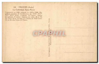 Troyes (Aube) — A Catedral de São Pedro — Grandifidier e Cie, Estabelecimento Fotográfico — Verso