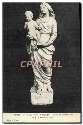 Troyes - St-Pierre, Trésor - Vierge Mère - Statue en marbre blanc par J.-B. Lemoine, 1717