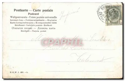 Casal em interior — cena romântica — editor B.K.W.I. n° 853 — Verso