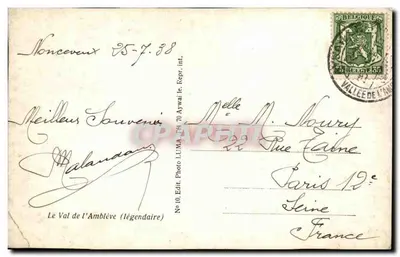 A valesse do Amblève em direção à montante — Lorcée, Chevron e Stoumont — Luna, No 10 — Verso