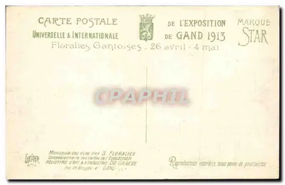 Expositie Floralis Gantoises — Gand 1913 — Uitgever STAR — Achterkant