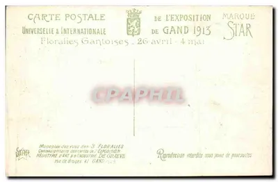 Expositie van Gent 1913 — Floralies Gantoises — Uitgever STAR — Achterkant