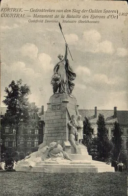 Courtrai — Monumento da Batalha dos Epérions d'Or — Godefroid Devreese, Escultor (Beeldhouwer)
