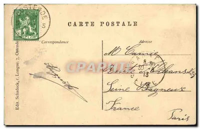 Ostende — Banho de mar com maré alta — Edit. Schadeck, r. Longue, 7, Ostende — Verso