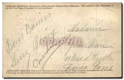 Monumento Ansipach — Bruxelas — editor Gibert — Verso