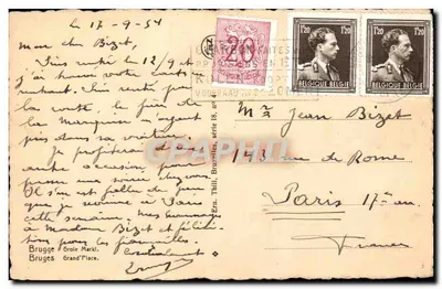Bruges - Grand'Place — editor E. Thill, série 18 — Verso