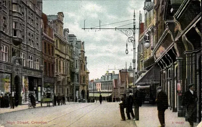 High Street, Croydon — vista de rua movimentada com trêmio — editor A 00500