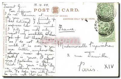 Rye — Widok portu w zachodzie słońca — R. Gahlen, seria 'Fac-simile' nr 5482 — Rewers