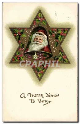 Papai Noel em uma estrela — editor B.B. London & New York, série X286 — datada 1910