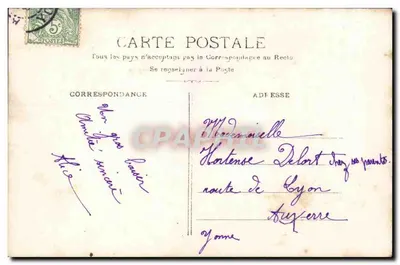 Mulher com chapéu de rosas — Feliz Aniversário — M.F. PARIS — Verso