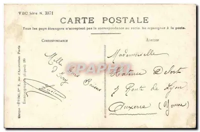 Jovem mulher com capa de pele — carta postal sentimental — VBC Série N. 3371 — Verso