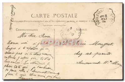 Joven mujer en vestido floral y sombrero rosa — con pájaro y jarrón de flores — editor ELD, n°4252 — Reverso