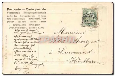 Jovem mulher em vestido branco segurando uma mandolina — coroa de flores — editor E.C.B. No. 400 — Verso