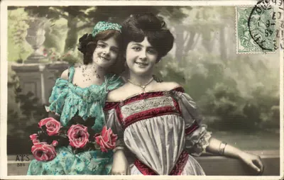 Duas jovens mulheres — cena de jardim — editor A.R.S. n° 526