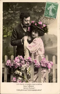 Couple amoureux — scène romantique — éditeur inconnu, n° de série non visible